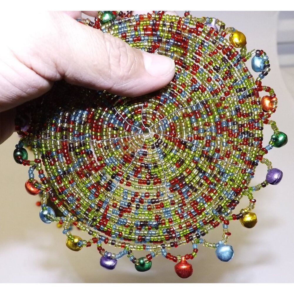 Boho Beaded Coasters Set Of 6 Multicolor Accents And Decorative Bells See Video